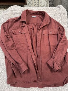 Eddie Bauer Men's Long-Sleeve Button Shirt Jacket in Rust Red